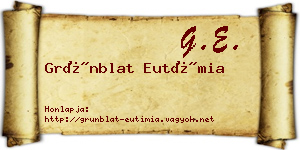 Grünblat Eutímia névjegykártya